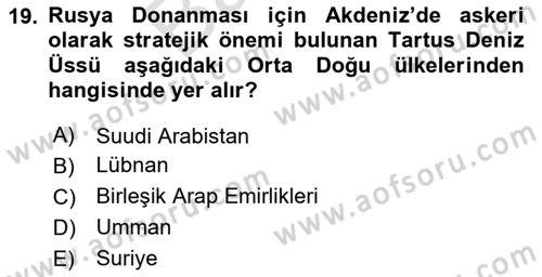 Orta Doğuda Siyaset Dersi 2023 - 2024 Yılı (Final) Dönem Sonu Sınav Soruları 19. Soru