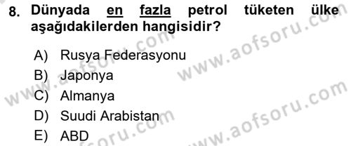Orta Doğuda Siyaset Dersi 2023 - 2024 Yılı (Final) Dönem Sonu Sınav Soruları 8. Soru
