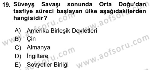 Orta Doğuda Siyaset Dersi 2024 - 2025 Yılı (Vize) Ara Sınav Soruları 19. Soru