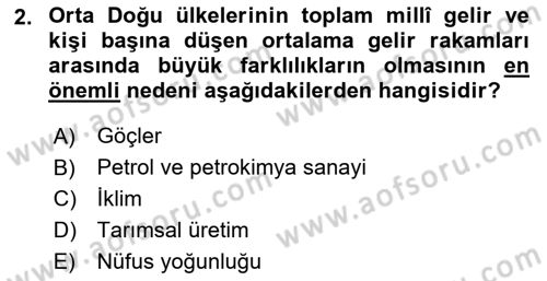 Orta Doğuda Siyaset Dersi 2024 - 2025 Yılı (Vize) Ara Sınav Soruları 2. Soru