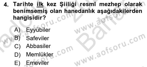 Orta Doğuda Siyaset Dersi 2024 - 2025 Yılı (Vize) Ara Sınav Soruları 4. Soru