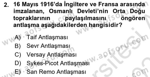 Orta Doğuda Siyaset Dersi 2024 - 2025 Yılı (Final) Dönem Sonu Sınav Soruları 2. Soru