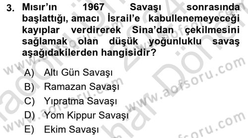 Orta Doğuda Siyaset Dersi 2024 - 2025 Yılı (Final) Dönem Sonu Sınav Soruları 3. Soru