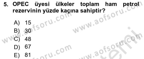 Orta Doğuda Siyaset Dersi 2024 - 2025 Yılı (Final) Dönem Sonu Sınav Soruları 5. Soru