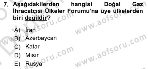 Orta Doğuda Siyaset Dersi 2024 - 2025 Yılı (Final) Dönem Sonu Sınav Soruları 7. Soru
