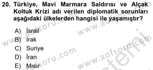 Orta Doğuda Siyaset Dersi 2024 - 2025 Yılı Yaz Okulu Sınav Soruları 20. Soru