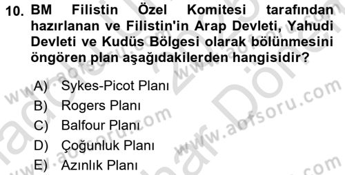 Orta Doğuda Siyaset Dersi 2025 - 2026 Yılı (Final) Dönem Sonu Sınav Soruları 10. Soru