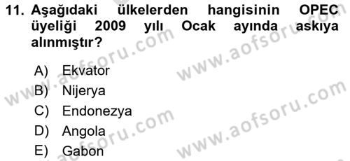 Orta Doğuda Siyaset Dersi 2025 - 2026 Yılı (Final) Dönem Sonu Sınav Soruları 11. Soru