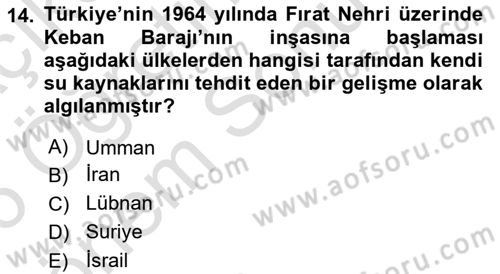 Orta Doğuda Siyaset Dersi 2025 - 2026 Yılı (Final) Dönem Sonu Sınav Soruları 14. Soru
