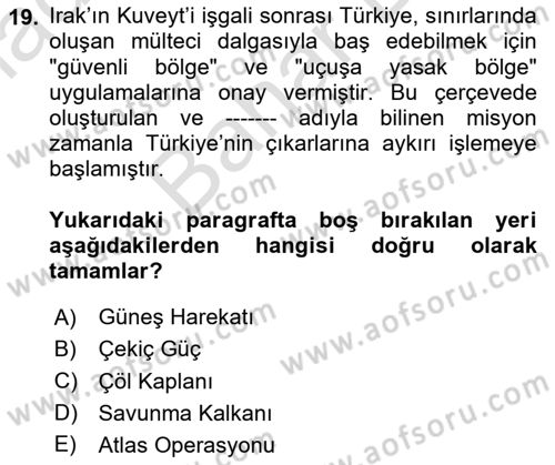 Orta Doğuda Siyaset Dersi 2025 - 2026 Yılı (Final) Dönem Sonu Sınav Soruları 19. Soru
