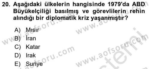 Orta Doğuda Siyaset Dersi 2025 - 2026 Yılı (Final) Dönem Sonu Sınav Soruları 20. Soru