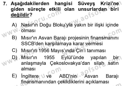 Orta Doğuda Siyaset Dersi 2025 - 2026 Yılı (Final) Dönem Sonu Sınav Soruları 7. Soru