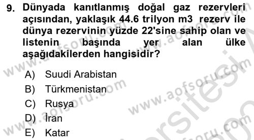 Orta Doğuda Siyaset Dersi 2025 - 2026 Yılı (Final) Dönem Sonu Sınav Soruları 9. Soru