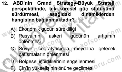 Orta Asya ve Kafkaslarda Siyaset Dersi 2012 - 2013 Yılı (Vize) Ara Sınav Soruları 12. Soru