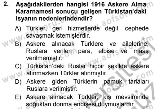 Orta Asya ve Kafkaslarda Siyaset Dersi 2012 - 2013 Yılı (Vize) Ara Sınavı 2. Soru