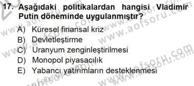 Orta Asya ve Kafkaslarda Siyaset Dersi 2012 - 2013 Yılı (Final) Dönem Sonu Sınav Soruları 17. Soru