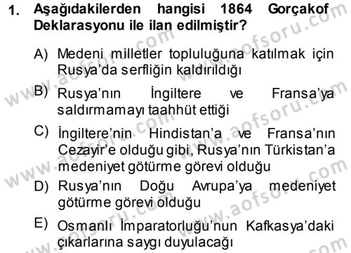 Orta Asya ve Kafkaslarda Siyaset Dersi 2013 - 2014 Yılı (Vize) Ara Sınav Soruları 1. Soru