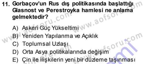 Orta Asya ve Kafkaslarda Siyaset Dersi 2013 - 2014 Yılı (Vize) Ara Sınav Soruları 11. Soru