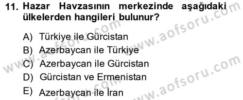 Orta Asya ve Kafkaslarda Siyaset Dersi 2013 - 2014 Yılı (Final) Dönem Sonu Sınav Soruları 11. Soru