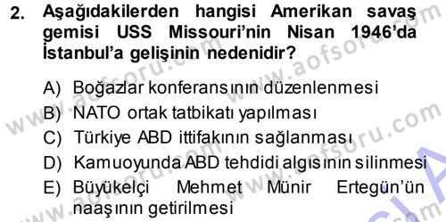 Orta Asya ve Kafkaslarda Siyaset Dersi 2013 - 2014 Yılı (Final) Dönem Sonu Sınav Soruları 2. Soru
