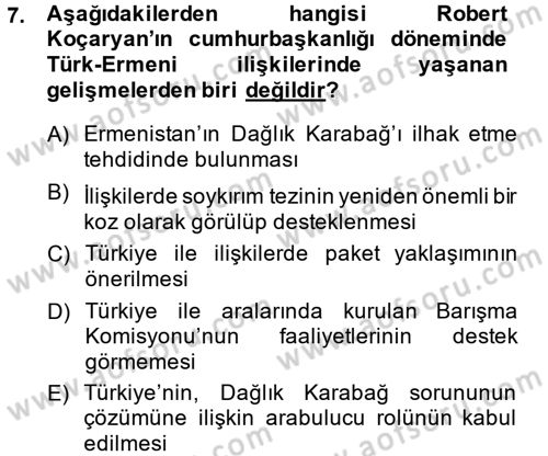 Orta Asya ve Kafkaslarda Siyaset Dersi 2013 - 2014 Yılı (Final) Dönem Sonu Sınav Soruları 7. Soru