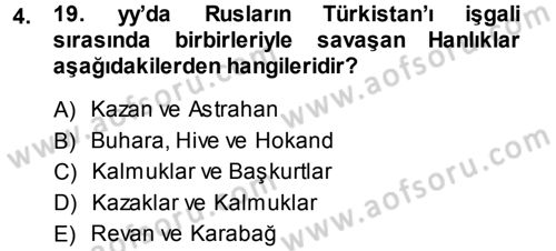 Orta Asya ve Kafkaslarda Siyaset Dersi 2014 - 2015 Yılı (Vize) Ara Sınav Soruları 4. Soru