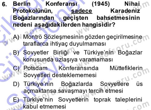 Orta Asya ve Kafkaslarda Siyaset Dersi 2014 - 2015 Yılı (Vize) Ara Sınav Soruları 6. Soru