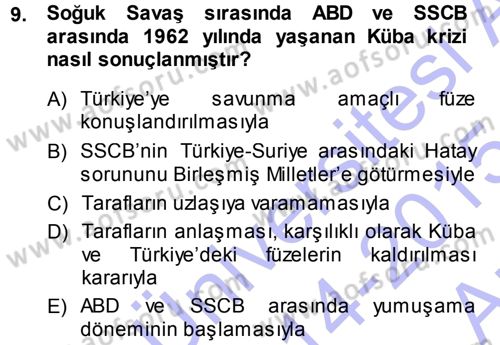 Orta Asya ve Kafkaslarda Siyaset Dersi 2014 - 2015 Yılı (Vize) Ara Sınav Soruları 9. Soru