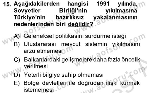 Orta Asya ve Kafkaslarda Siyaset Dersi 2014 - 2015 Yılı Tek Ders Sınav Soruları 15. Soru