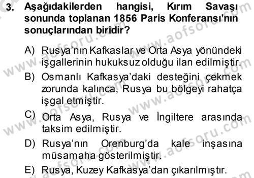 Orta Asya ve Kafkaslarda Siyaset Dersi 2014 - 2015 Yılı Tek Ders Sınav Soruları 3. Soru