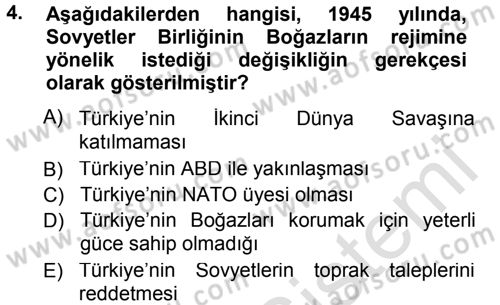 Orta Asya ve Kafkaslarda Siyaset Dersi 2014 - 2015 Yılı Tek Ders Sınav Soruları 4. Soru