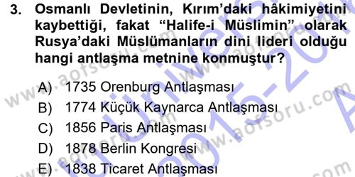 Orta Asya ve Kafkaslarda Siyaset Dersi 2015 - 2016 Yılı (Vize) Ara Sınav Soruları 3. Soru