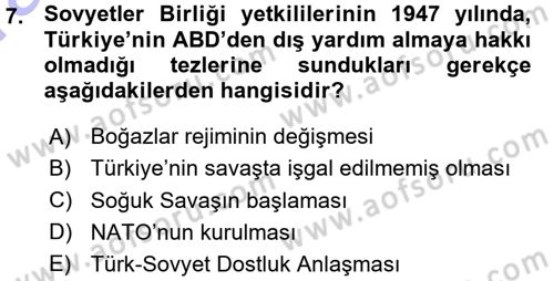 Orta Asya ve Kafkaslarda Siyaset Dersi 2015 - 2016 Yılı (Vize) Ara Sınav Soruları 7. Soru