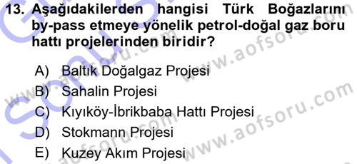 Orta Asya ve Kafkaslarda Siyaset Dersi 2015 - 2016 Yılı (Final) Dönem Sonu Sınav Soruları 13. Soru