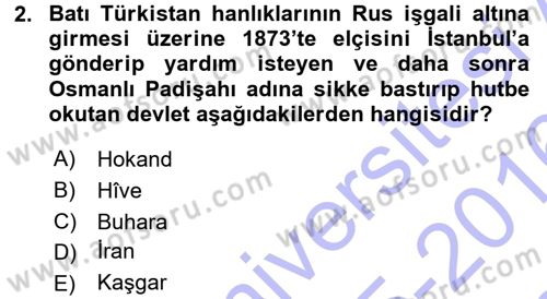 Orta Asya ve Kafkaslarda Siyaset Dersi 2015 - 2016 Yılı (Final) Dönem Sonu Sınav Soruları 2. Soru