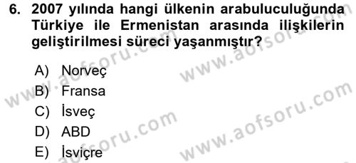 Orta Asya ve Kafkaslarda Siyaset Dersi 2015 - 2016 Yılı (Final) Dönem Sonu Sınav Soruları 6. Soru