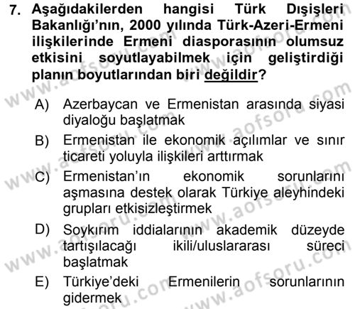 Orta Asya ve Kafkaslarda Siyaset Dersi 2015 - 2016 Yılı (Final) Dönem Sonu Sınav Soruları 7. Soru