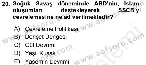Orta Asya ve Kafkaslarda Siyaset Dersi 2015 - 2016 Yılı Tek Ders Sınav Soruları 20. Soru