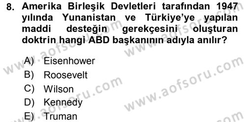 Orta Asya ve Kafkaslarda Siyaset Dersi 2015 - 2016 Yılı Tek Ders Sınav Soruları 8. Soru