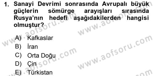 Orta Asya ve Kafkaslarda Siyaset Dersi 2016 - 2017 Yılı 3 Ders Sınav Soruları 1. Soru