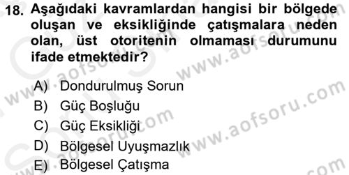 Orta Asya ve Kafkaslarda Siyaset Dersi 2016 - 2017 Yılı (Final) Dönem Sonu Sınav Soruları 18. Soru