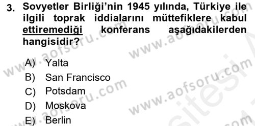 Orta Asya ve Kafkaslarda Siyaset Dersi 2016 - 2017 Yılı (Final) Dönem Sonu Sınav Soruları 3. Soru