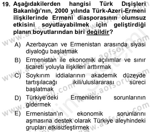 Orta Asya ve Kafkaslarda Siyaset Dersi 2017 - 2018 Yılı 3 Ders Sınav Soruları 19. Soru