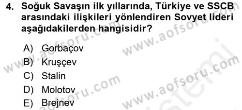Orta Asya ve Kafkaslarda Siyaset Dersi 2017 - 2018 Yılı 3 Ders Sınav Soruları 4. Soru