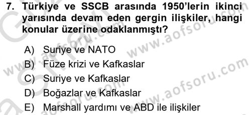 Orta Asya ve Kafkaslarda Siyaset Dersi 2017 - 2018 Yılı (Vize) Ara Sınavı 7. Soru