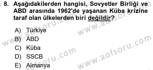 Orta Asya ve Kafkaslarda Siyaset Dersi 2017 - 2018 Yılı (Vize) Ara Sınavı 8. Soru