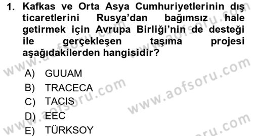 Orta Asya ve Kafkaslarda Siyaset Dersi 2017 - 2018 Yılı (Final) Dönem Sonu Sınav Soruları 1. Soru