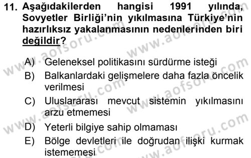Orta Asya ve Kafkaslarda Siyaset Dersi 2017 - 2018 Yılı (Final) Dönem Sonu Sınav Soruları 11. Soru