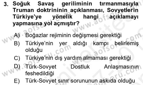 Orta Asya ve Kafkaslarda Siyaset Dersi 2017 - 2018 Yılı (Final) Dönem Sonu Sınav Soruları 3. Soru