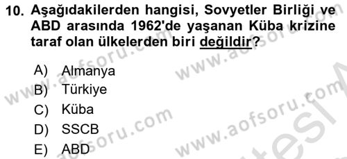 Orta Asya ve Kafkaslarda Siyaset Dersi 2019 - 2020 Yılı (Vize) Ara Sınav Soruları 10. Soru